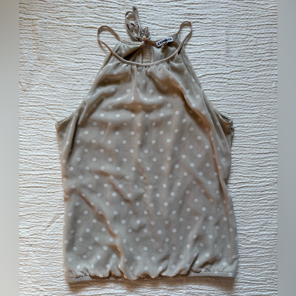 Express Beige Polka Dot Tank Top